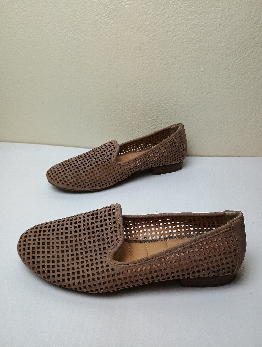 me too Yana 8M Taupe Perforated Slip-On Loafers